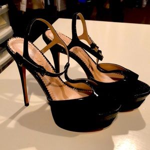 Jean-Michel Cazabat 5” spike blk suede platforms 8